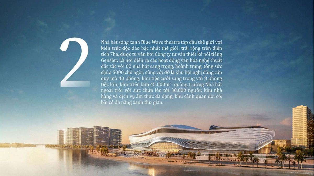 Nhà hát Sóng Xanh Blue Wave – kiệt tác kiến trúc biểu tượng tại Vinhomes Cần Giờ, được kiến tạo bởi Gensler, hứa hẹn là tâm điểm văn hóa nghệ thuật.