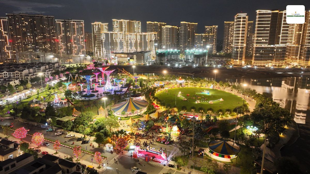 Thực tế dự án Vinhomes Ocean Park Quận 9 sáng đèn về đêm