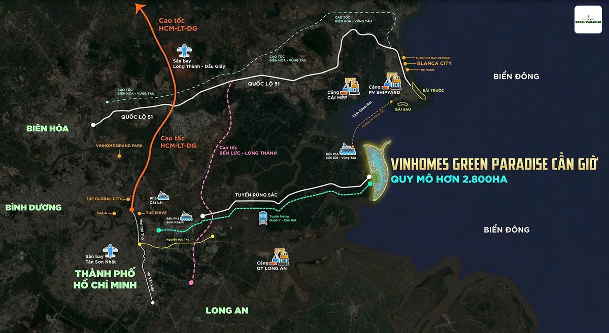 Vị trí chiến lược giúp Vin Cần Giờ hưởng trọn lợi thế kết nối từ cầu Cần Giờ